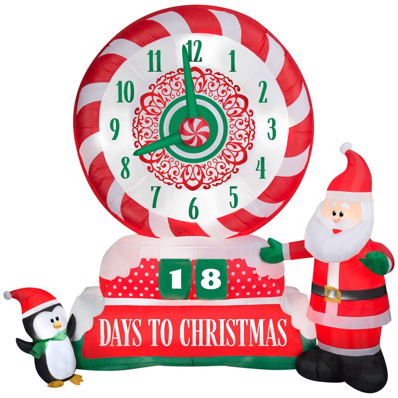 GEMMY - Gemmy LED Spinning Countdown Clock to Christmas Scene 9 ft. Inflatable