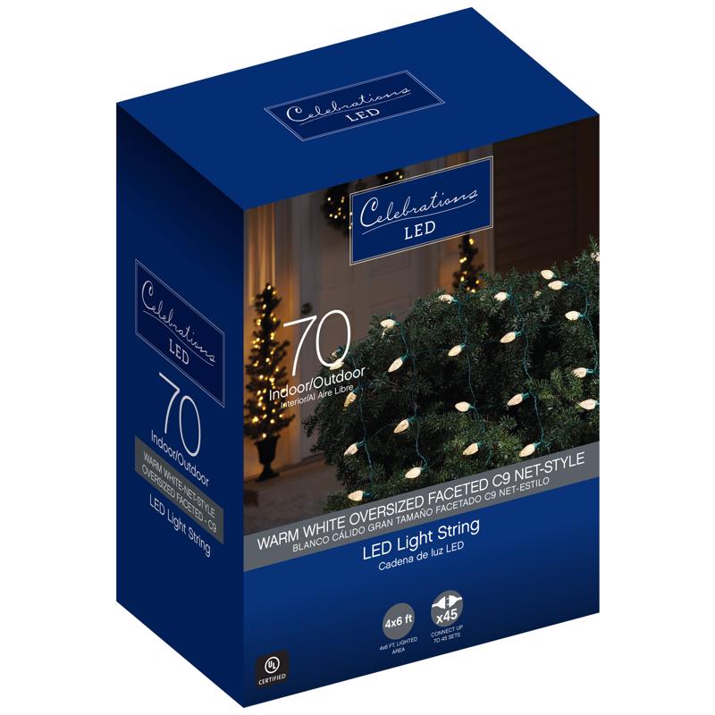 CELEBRATIONS - Celebrations LED C9 Warm White 70 ct Net Christmas Lights