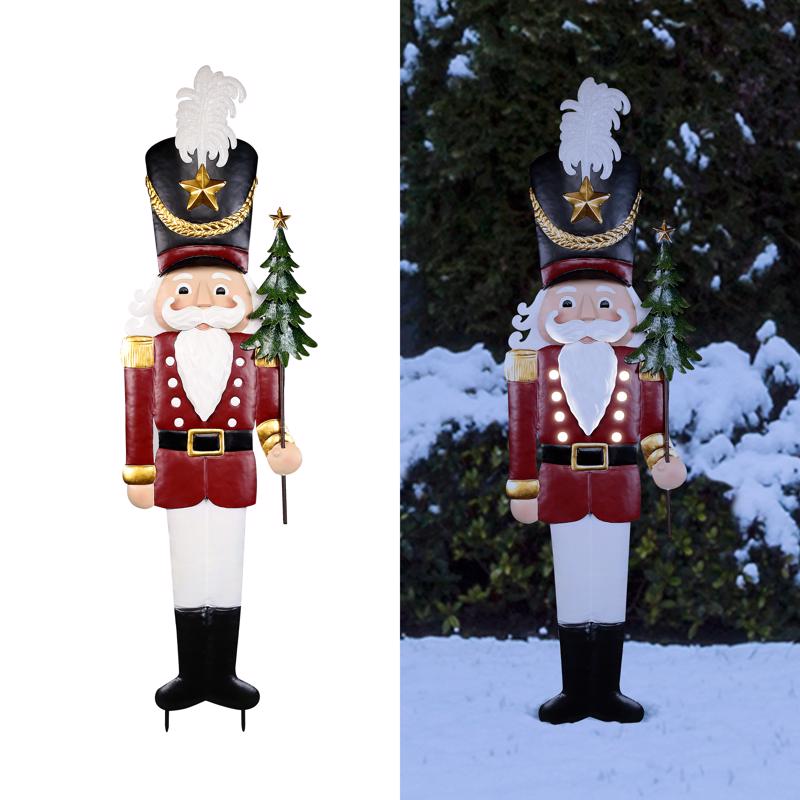 ALPINE - Alpine LED Warm White Nutcracker Christmas Stake 3 ft. Yard Decor