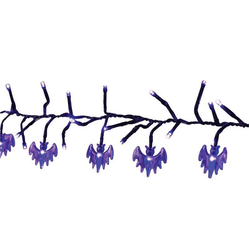 CELEBRATIONS - Celebrations Purple 120 ct 9 ft. LED Bat Garland Lights