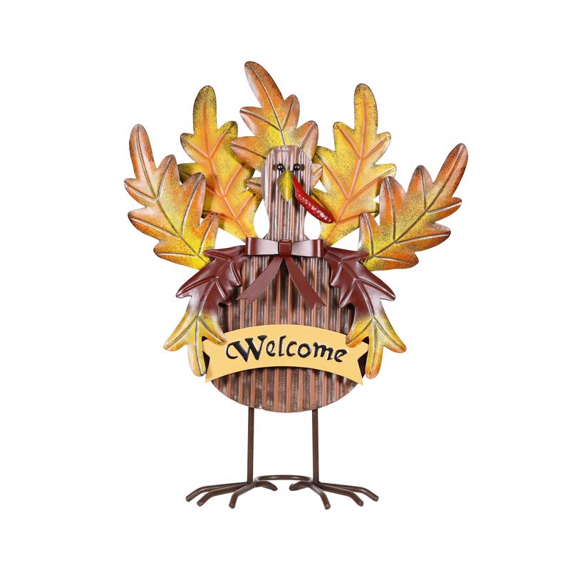 ALPINE - Alpine 17 in. Welcome Turkey Decor Halloween Decor