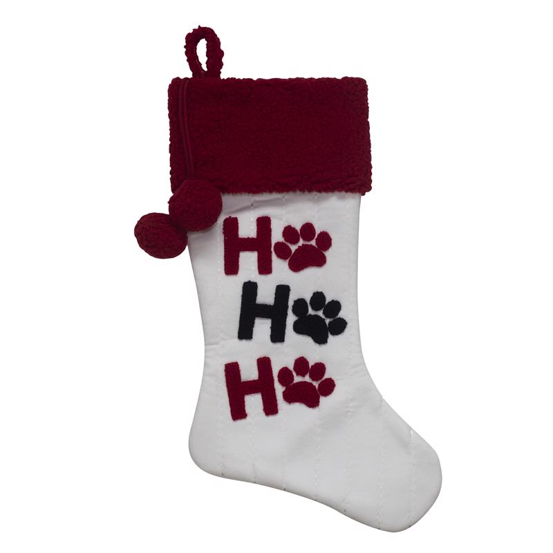 DYNO - Dyno Red/White Ho Ho Ho Paw Prints Christmas Stocking 20 in. - Case of 12