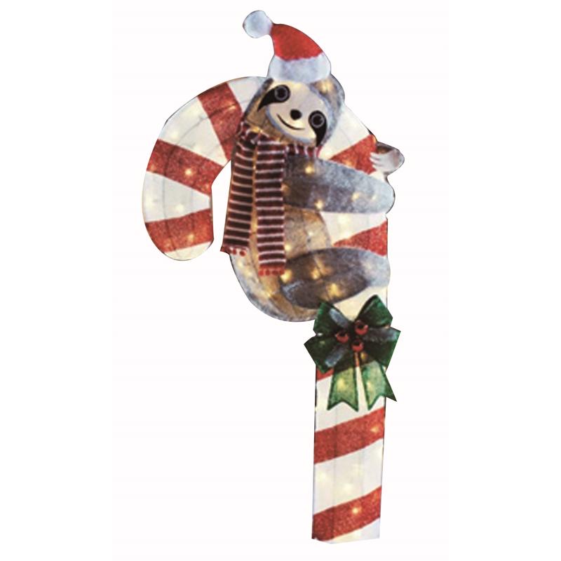 SIENNA - Sienna LED Warm White Sloth with Candy Cane 4 ft. Yard Decor