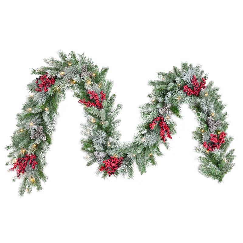 CELEBRATIONS - Celebrations 12 in. D X 9 ft. L LED Prelit Warm White Snow Frosted Garland - Case of 4