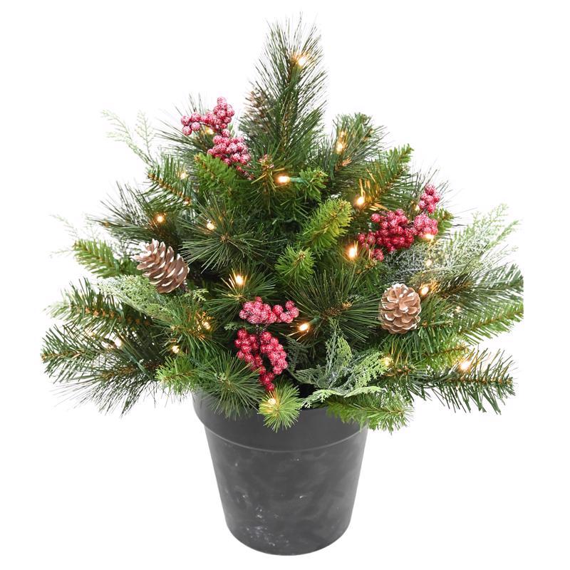 CELEBRATIONS - Celebrations 1-1/2 ft. Full LED 35 ct Icy Mixed Pine Urn Filler Porch Bush