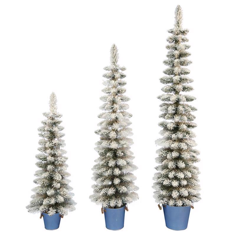 CELEBRATIONS - Celebrations 5 ft. Slim Flocked Pencil Christmas Tree