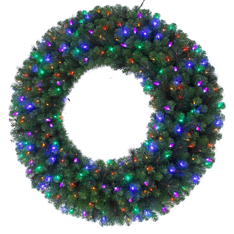 CELEBRATIONS - Celebrations Platinum 26 in. D LED Prelit Multicolored Mixed Pine Wreath - Case of 4