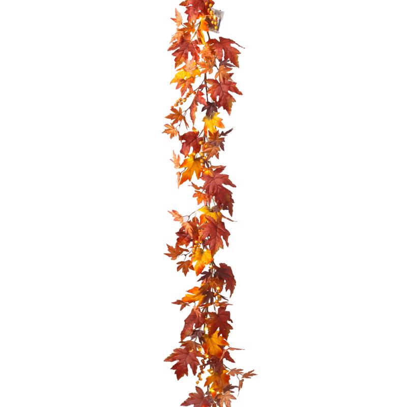 THE GERSON COMPANY - The Gerson Company Warm White Prelit Leaf Garland Harvest Decor