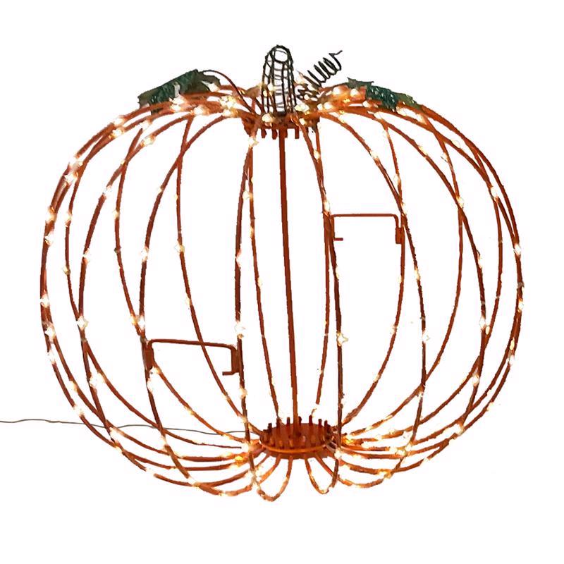 CELEBRATIONS - Celebrations White 216 ct 14 in. LED Prelit Short Foldable Pumpkin Tabletop Decor