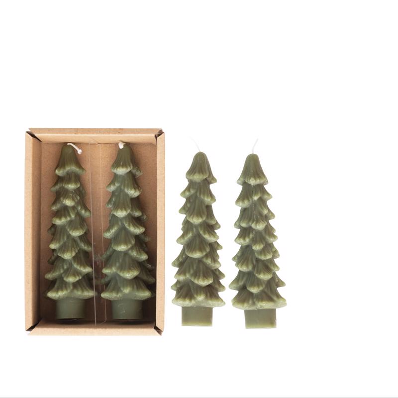 CREATIVE CO-OP - Creative Co-Op Flaire Evergreen Tree Taper Candle 5 in. - Case of 12