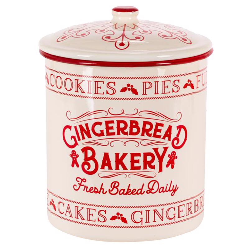 GERSON - Gerson Red/White Gingerbread Bakery Cookie Jar 8 in. - Case of 4