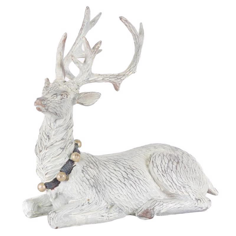 GERSON - Gerson White Laying Holiday Deer Figurine 8 in. - Case of 8