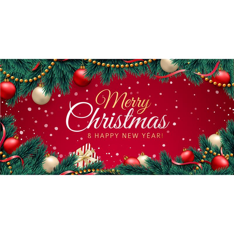 CELEBRATIONS - Celebrations Merry Christmas and Happy New Year 7 ft. x 16 ft. Garage Door Cover [RE2-07-16-001]