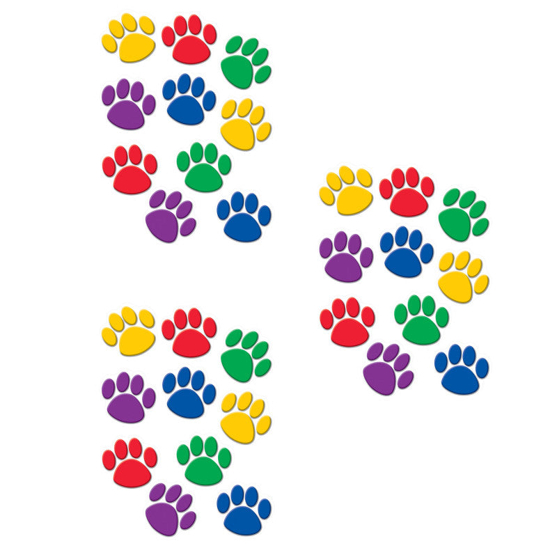 TEACHER CREATED RESOURCES - Colorful Paw Print Accents, 30 Per Pack, 3 Packs