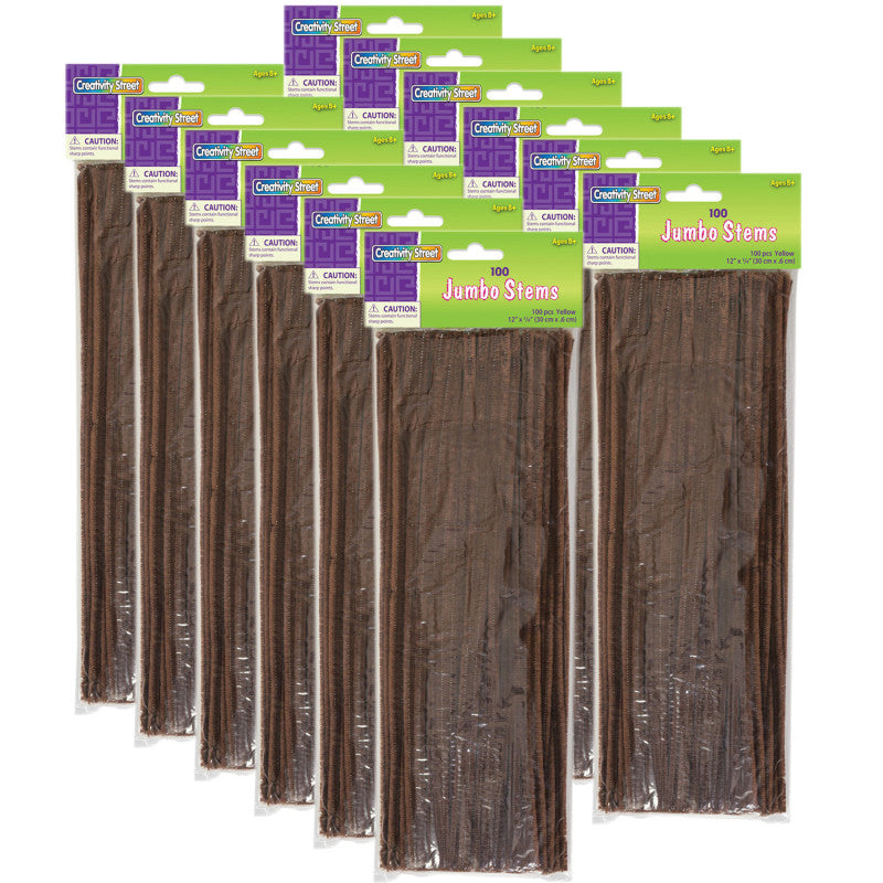 CREATIVITY STREET - Jumbo Stems, Brown, 12" x 6 mm, 100 Per Pack, 12 Packs