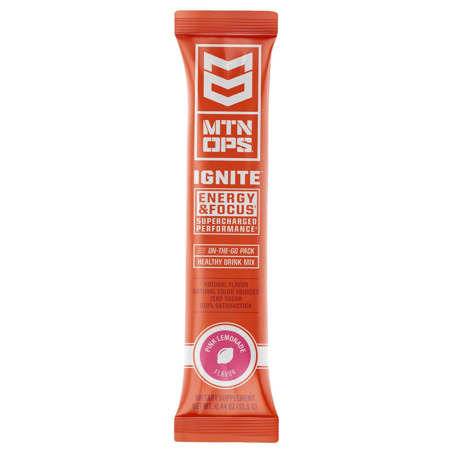 MTN OPS Ignite Pink Lemonade Energy Drink Mix - Case of 12