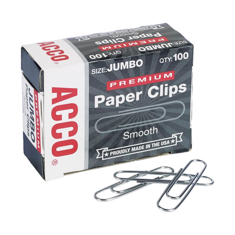 ACCO - Acco Premium Jumbo Silver Paper Clips 100 pk - Case of 10