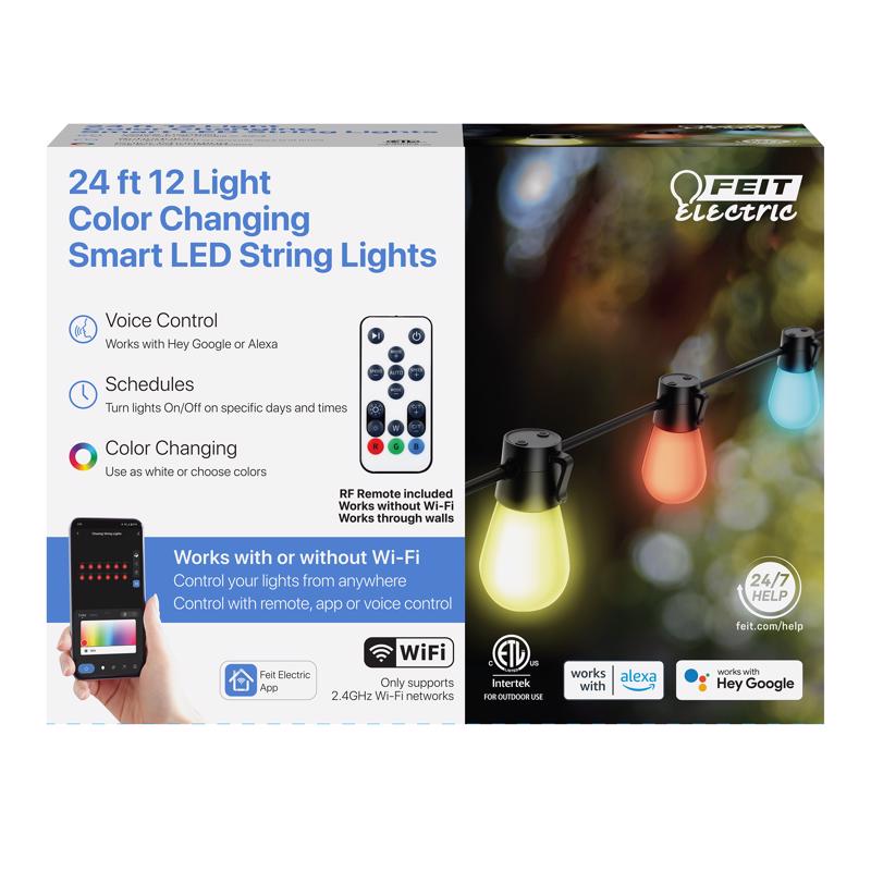 FEIT - Feit Smart Home LED String Lights Multicolored 24 ft. 12 lights