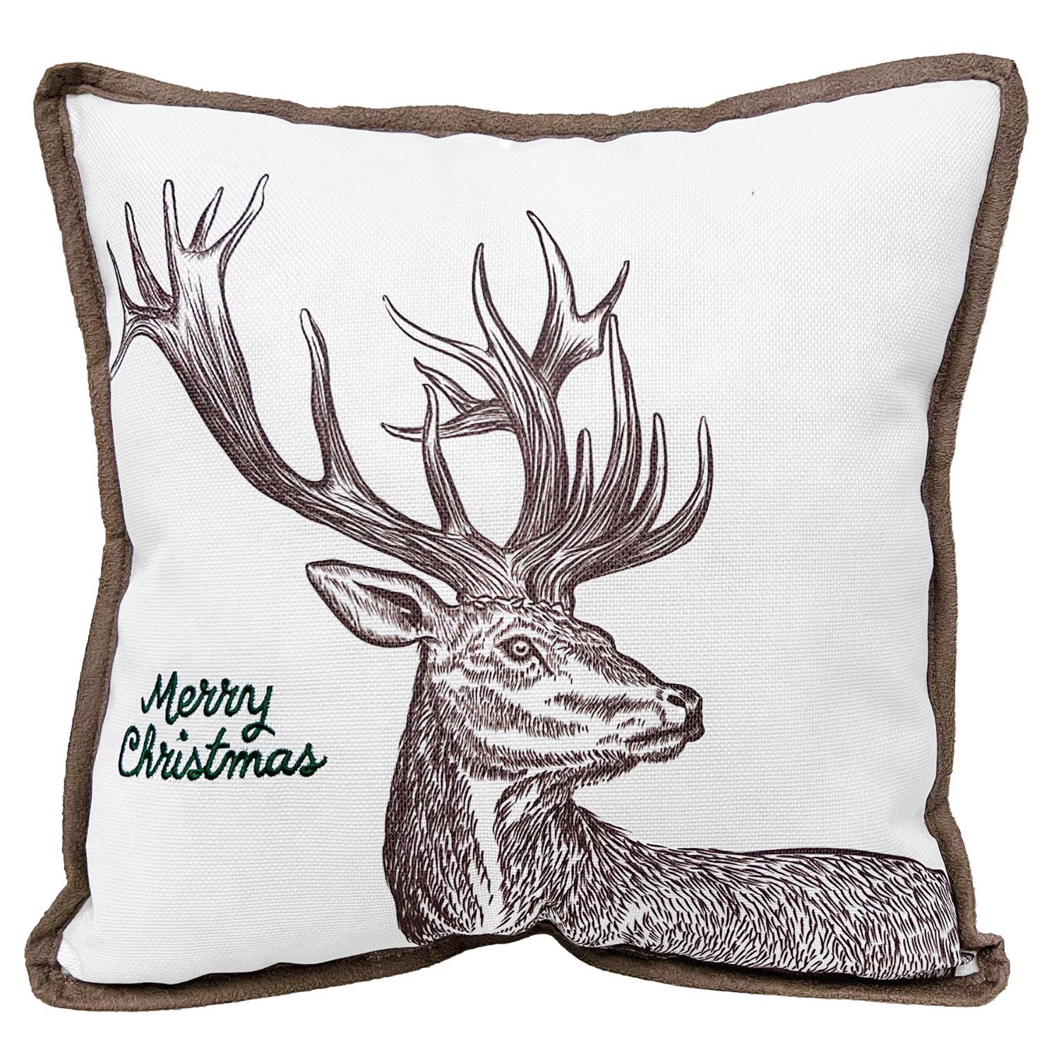 Celebrations Home Merry Christmas Deer Pillow 16 in. - Case of 4