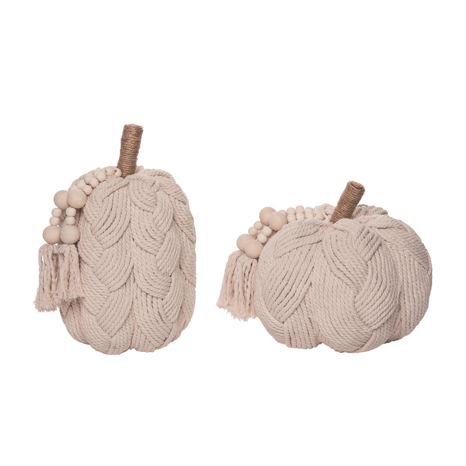 Transpac 10 in. Rope Braided Pumpkin Halloween Decor - Case of 2