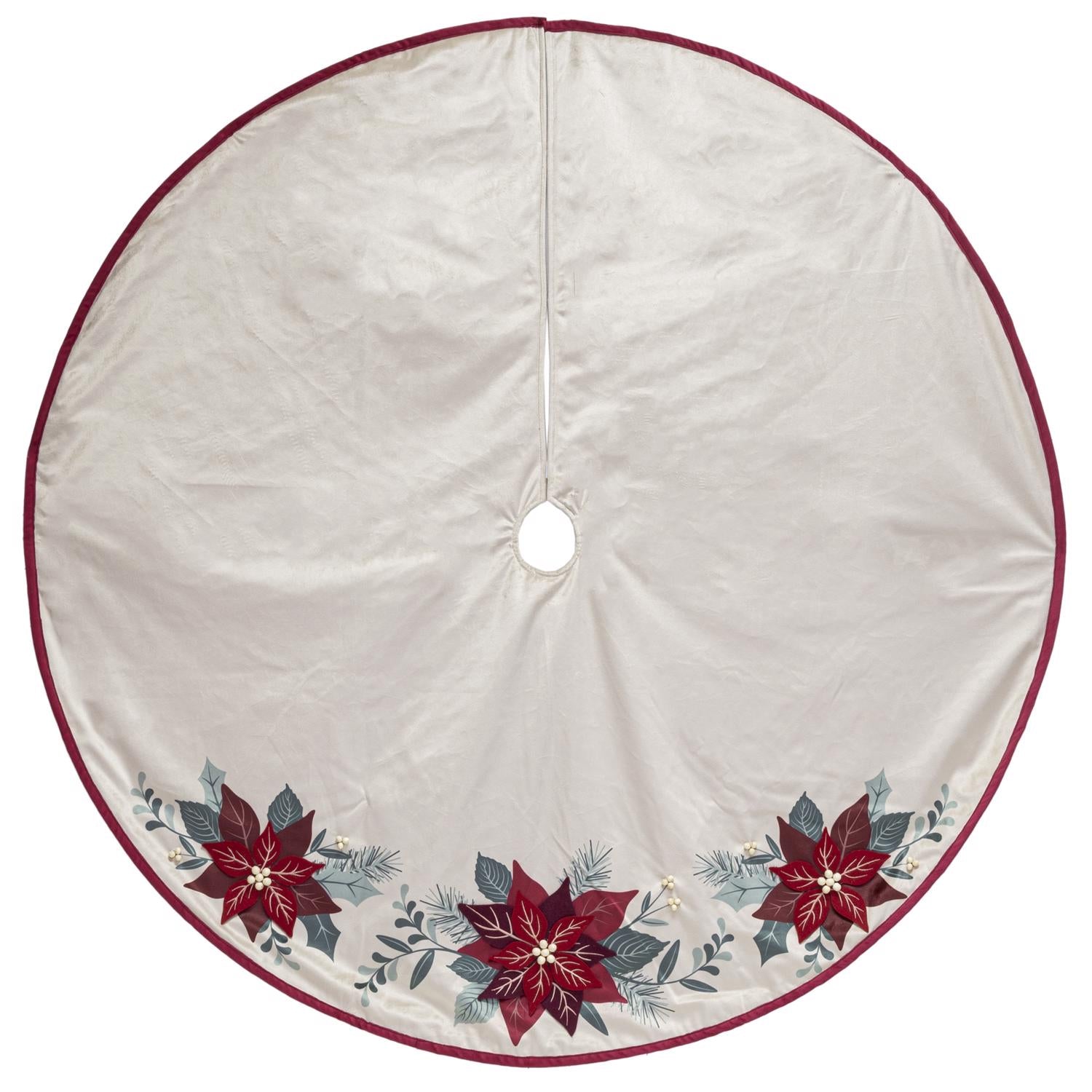Dyno Ivory Poinsettia Tree Skirt 48 in. - Case of 4