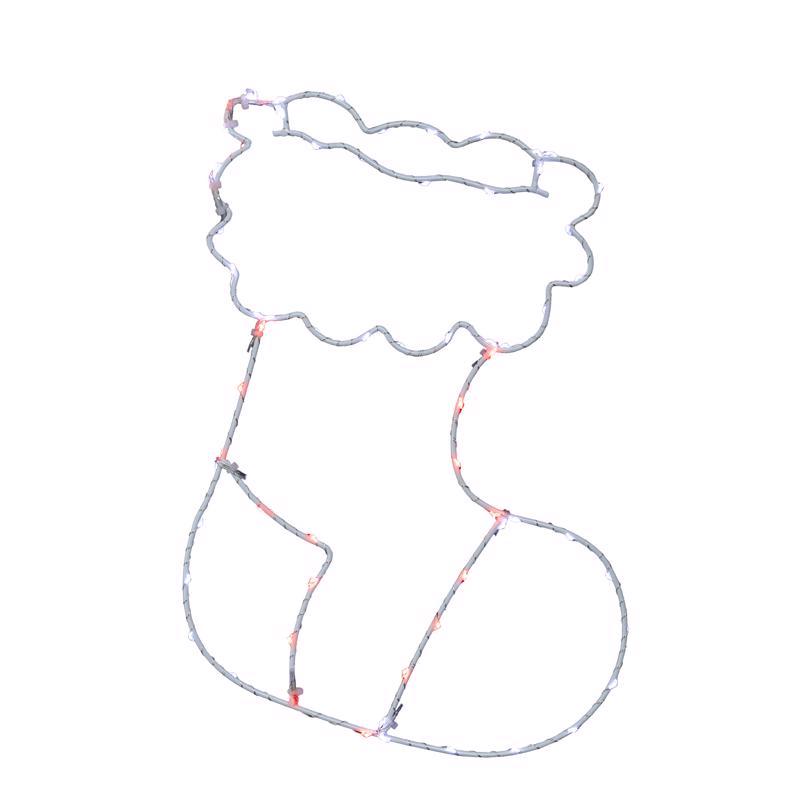CELEBRATIONS - Celebrations LED Red/White Stocking Silhouette 15 in. Hanging Decor
