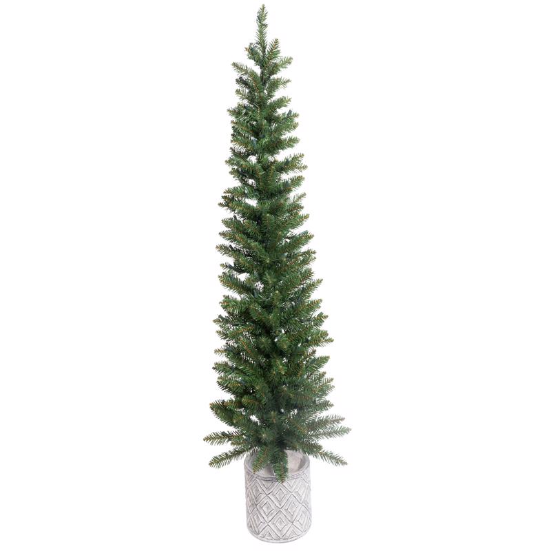 CELEBRATIONS - Celebrations 5 ft. Slim LED 100 ct Diamond Potted Color Changing Entrance Tree