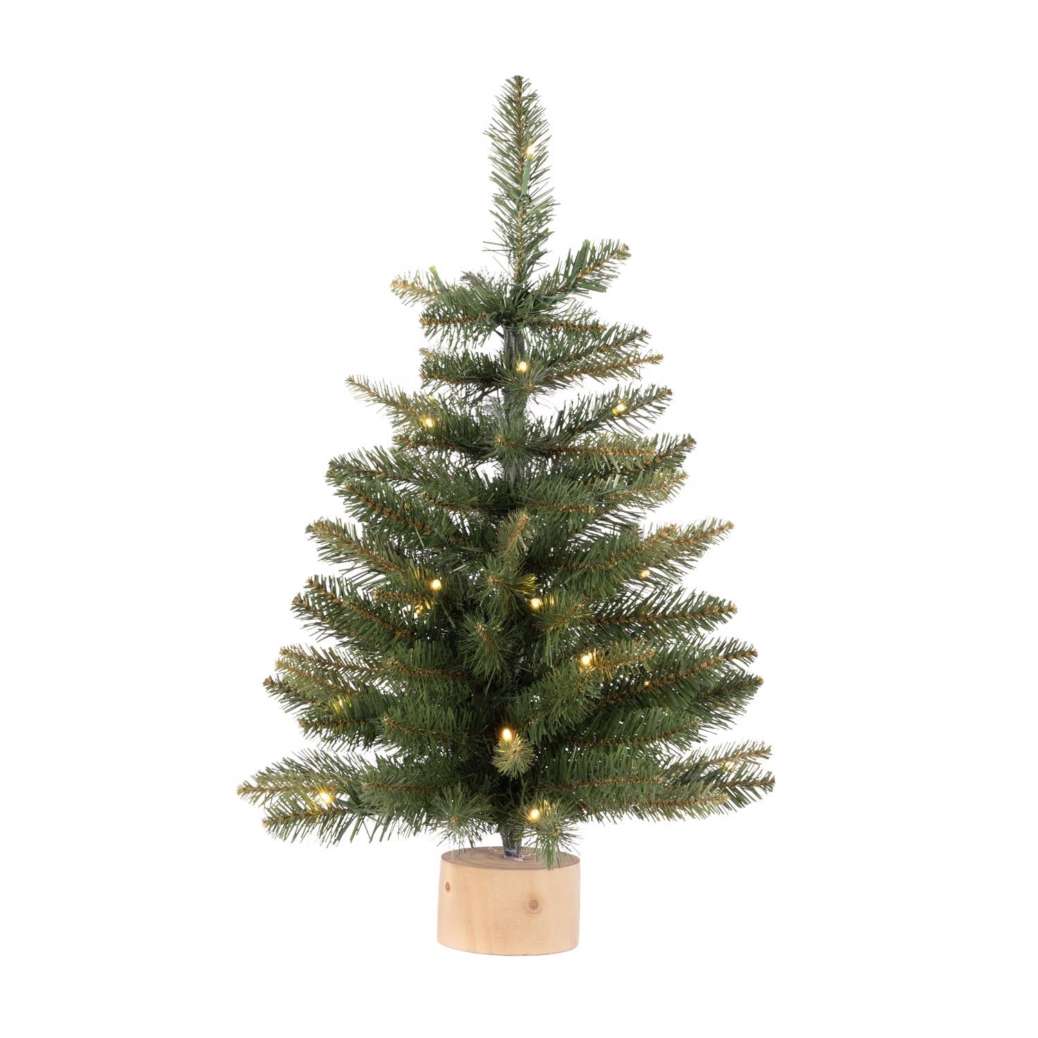 Celebrations 2 ft. Slim LED 35 ct Table Tree with Wood Base Color Changing Christmas Tree - Case of 4