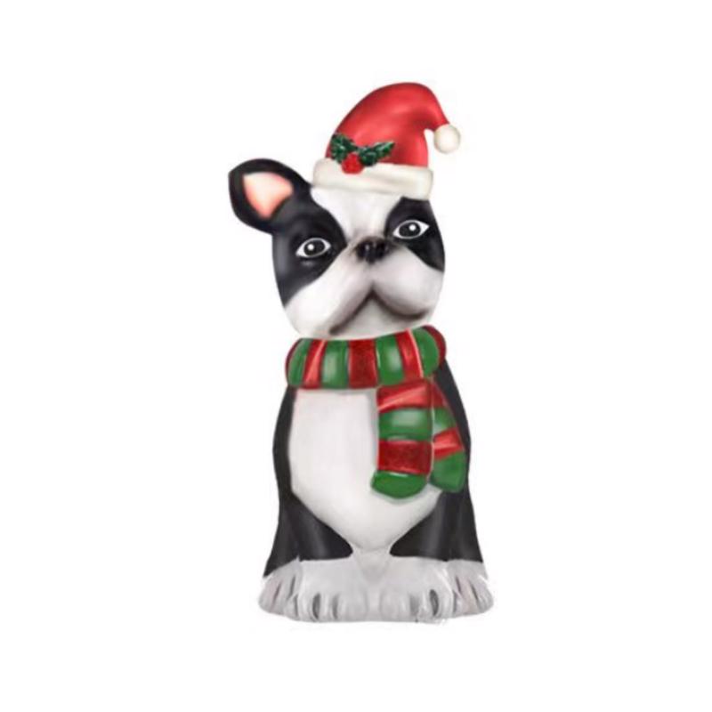 ALPINE - Alpine French Bulldog w/Santa Hat 24 in. Blow Mold