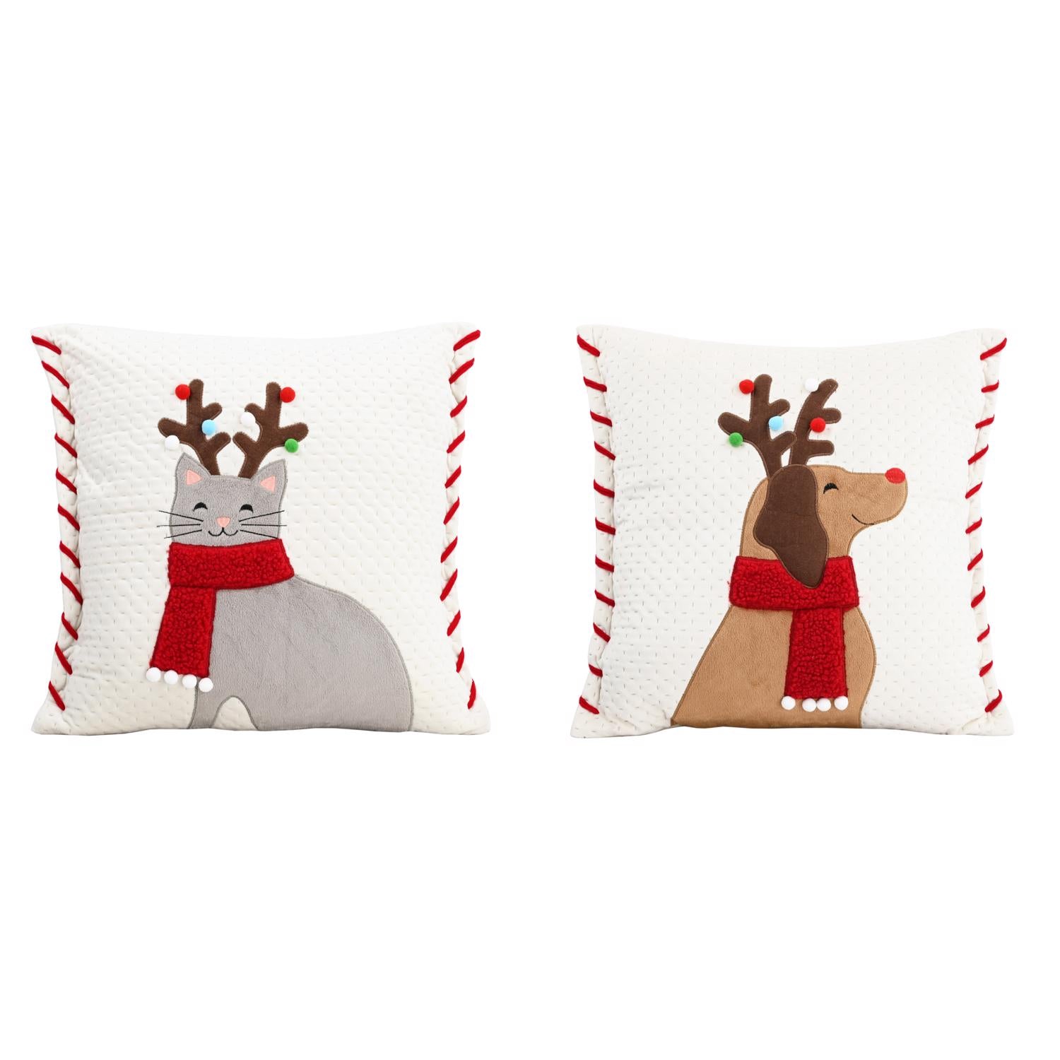 Gerson Fabric Holiday Cat and Dog Design Pillow 18 in. - Case of 6