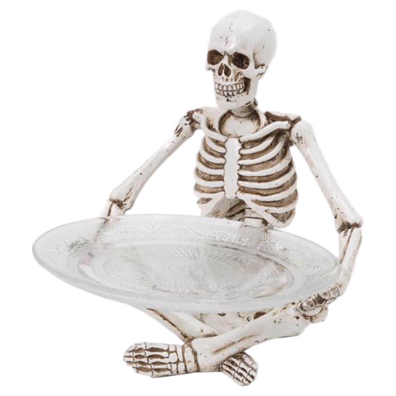 Gerson 11 in. Halloween Skeleton with Glass Plate Halloween Decor - Case of 4