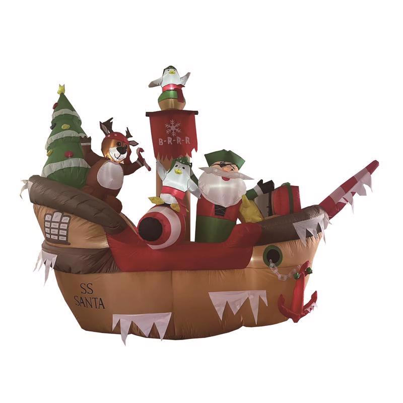 CELEBRATIONS - Celebrations Long Pirate Santa Boat 9 ft. Inflatable