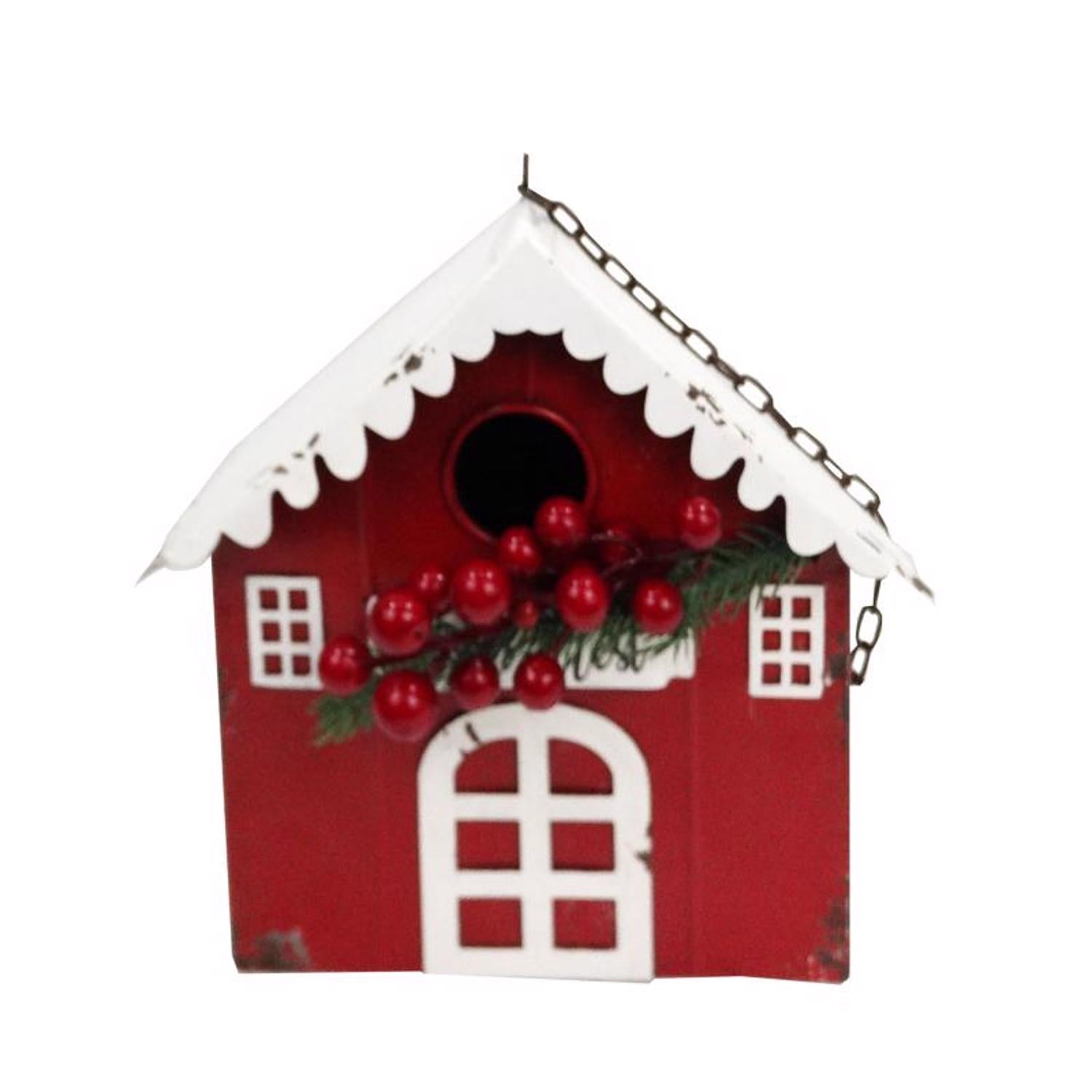 Alpine Hanging Red Barn Birdhouse 22in in. Hanging Decor - Case of 4