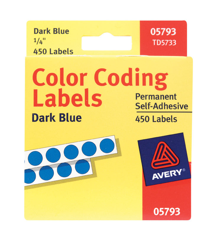 AVERY - Avery 0.25 in. H X 1/4 in. W Round Blue Color Coding Label 450 pk