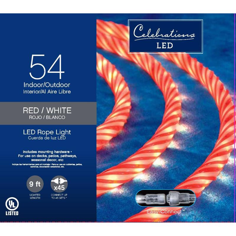 CELEBRATIONS - Celebrations LED Red/White 54 ct Rope Christmas Lights 9 ft.
