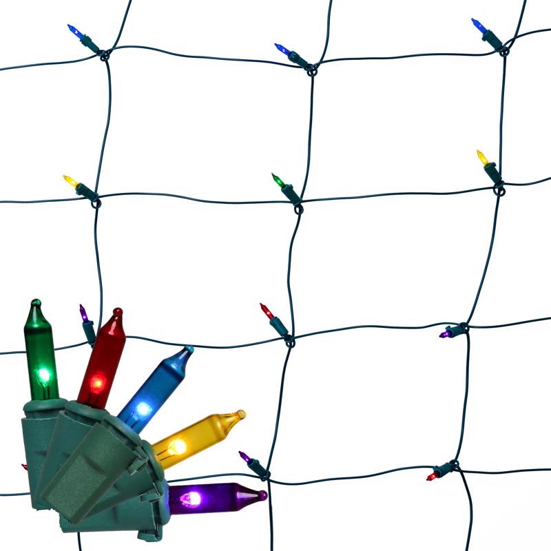 CELEBRATIONS - Celebrations Classic LED T5 Multicolored 100 ct Net Christmas Lights 4 ft. [RNT100MUA]
