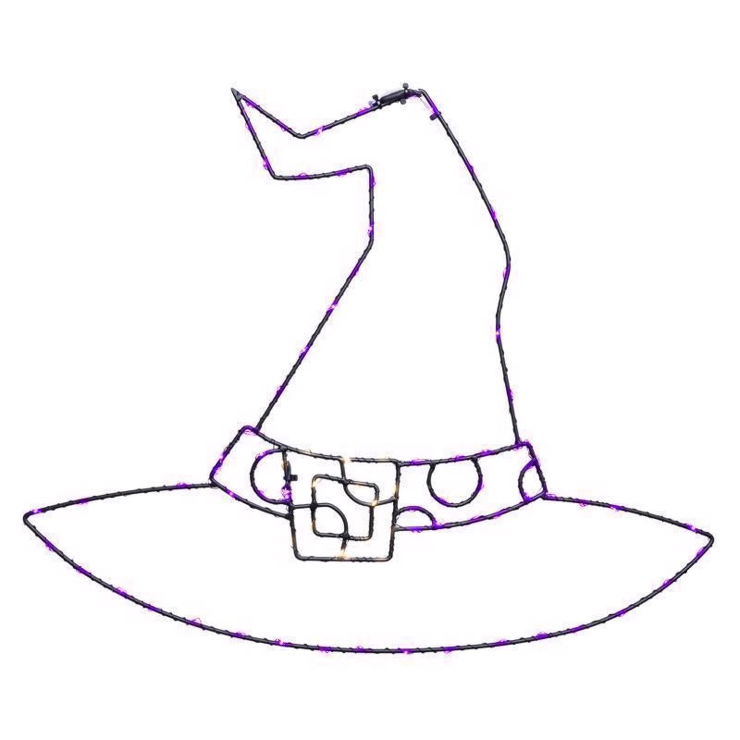 Celebrations Purple 84 ct 18.2 in. LED Prelit Illuminated Witch Hat Halloween Decor - Case of 8