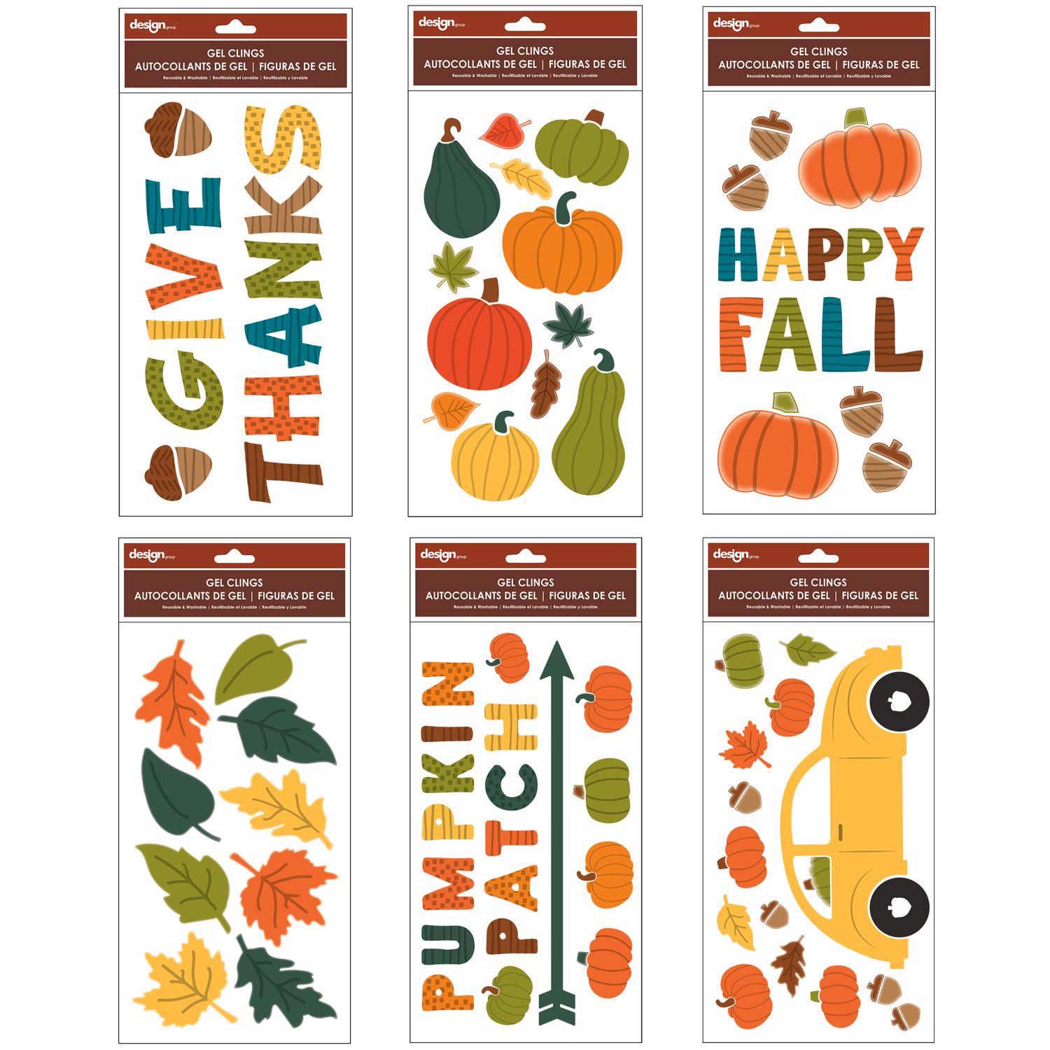 IG Design Harvest Gel Clings Window Decor - Case of 72