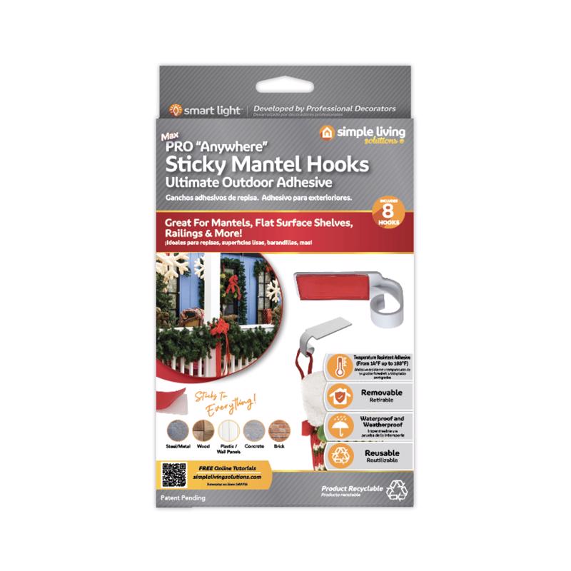 SIMPLE LIVING SOLUTIONS - Simple Living Solutions Max Pro Anywhere Sticky Mantel Hooks 8 pk