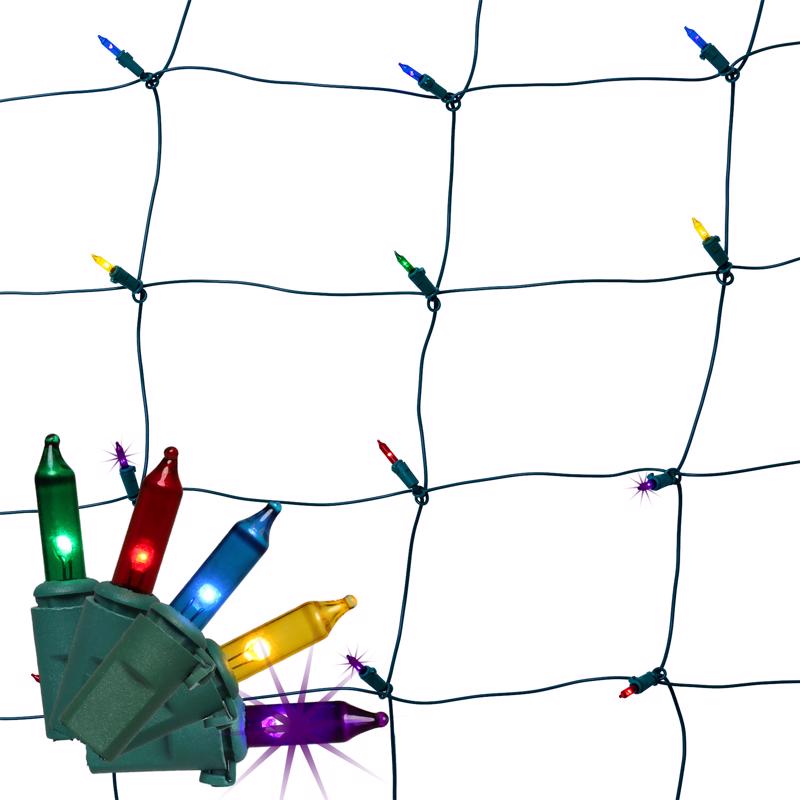 CELEBRATIONS - Celebrations Classic LED T5 Multicolored 100 ct Net Christmas Lights 4 ft. [RNT100MTA]