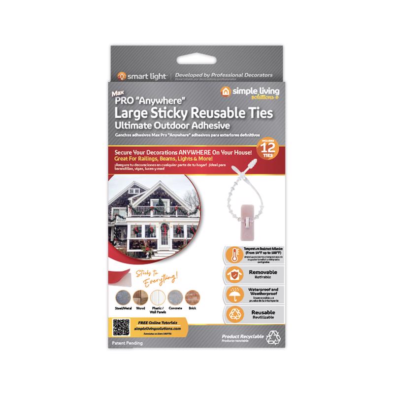 SIMPLE LIVING SOLUTIONS - Simple Living Solutions Max Pro Large Sticky Reusable Ties 12 pk