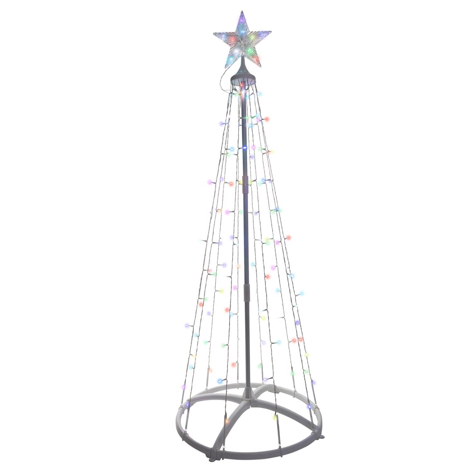 Celebrations Platinum Brilliant LED RGBW Straight Frame Tree 4 ft. Yard Decor