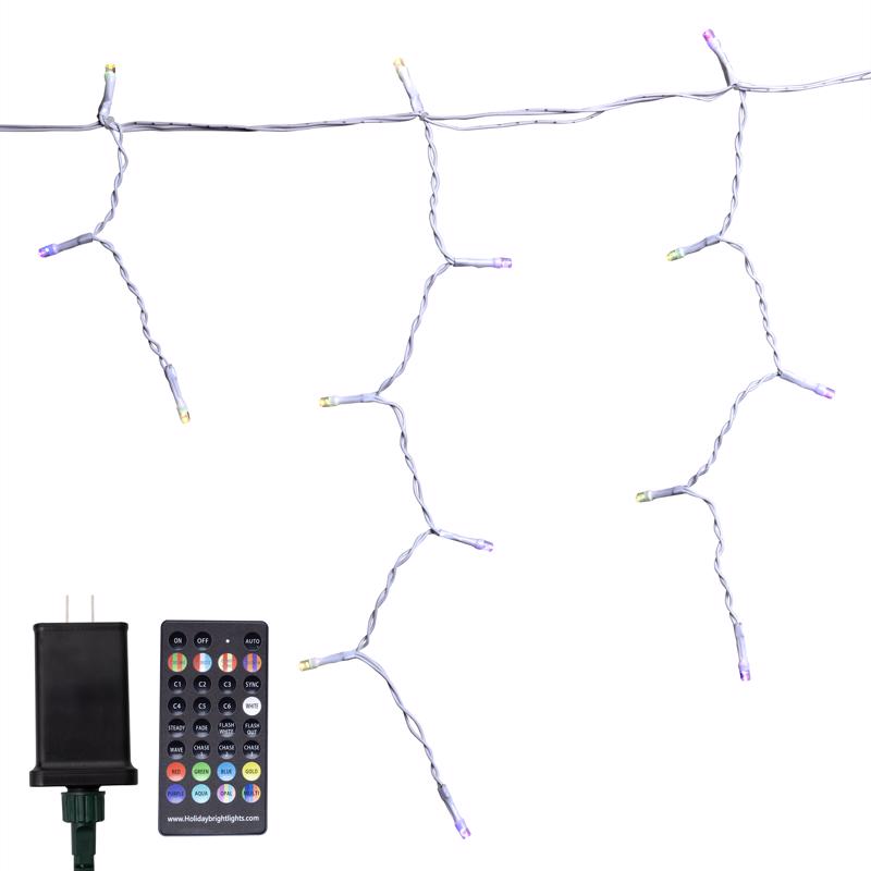 CELEBRATIONS - Celebrations Platinum Brilliant LED Micro/5mm RGBW 150 ct Icicle Christmas Lights 16 ft.
