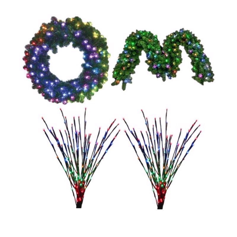CELEBRATIONS - Celebrations Platinum Brilliant LED Prelit RGBW Entryway Kit Wreath