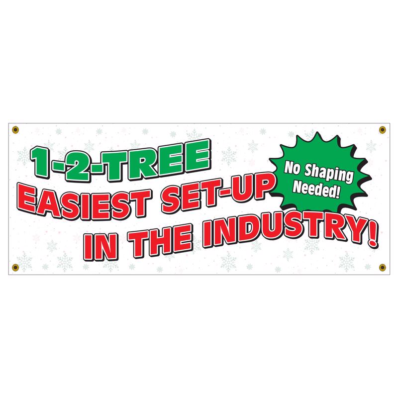 HOLIDAY BRIGHT LIGHTS - Holiday Bright Lights 1-2 Tree Vinyl 5'x2' Store Banner 1 pk