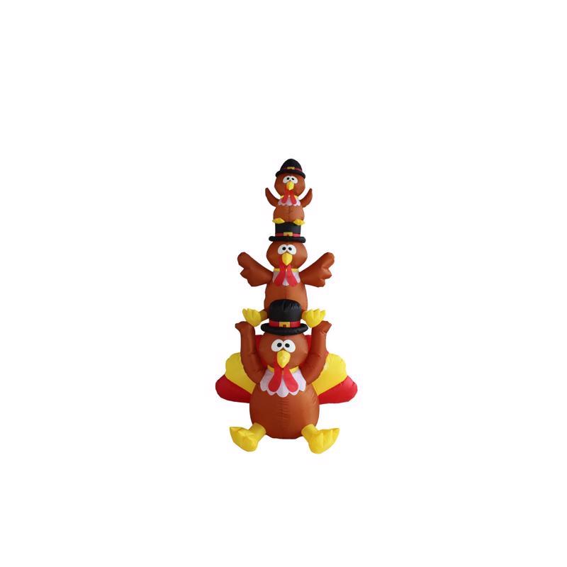 A HOLIDAY COMPANY - A Holiday Company 6 ft. Prelit Turkey Stack Inflatable