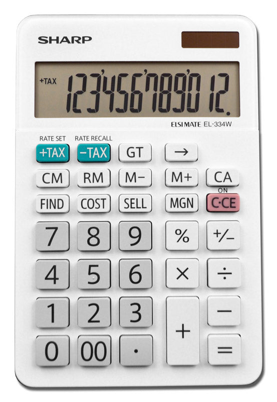 SHARP - Sharp White 12 digit Solar Powered Calculator