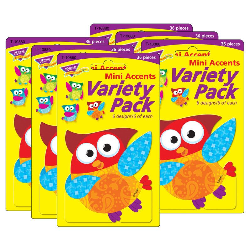 TREND - Owl-Stars!® Mini Accents Variety Pack, 36 Per Pack, 6 Packs