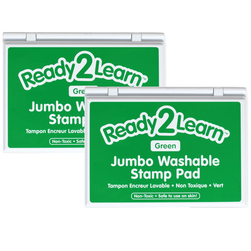 READY 2 LEARN - Jumbo Washable Stamp Pad - Green - 6.2"L x 4.1"W - Pack of 2