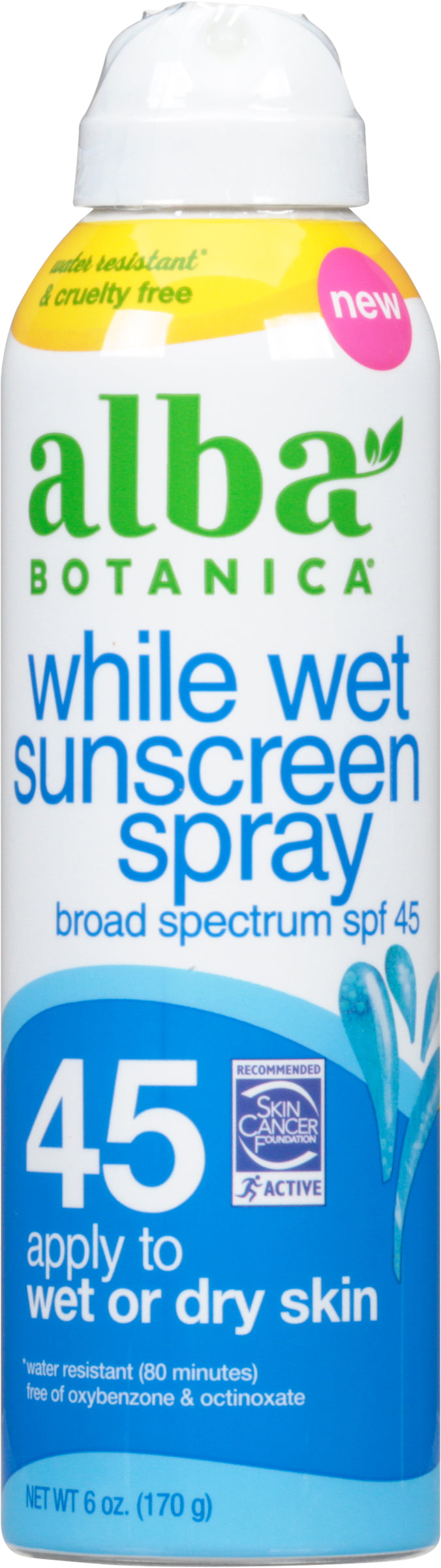 Alba Botanica Broad Spectrum SPF 45 While Wet Sunscreen Spray 6 oz - Case of 1